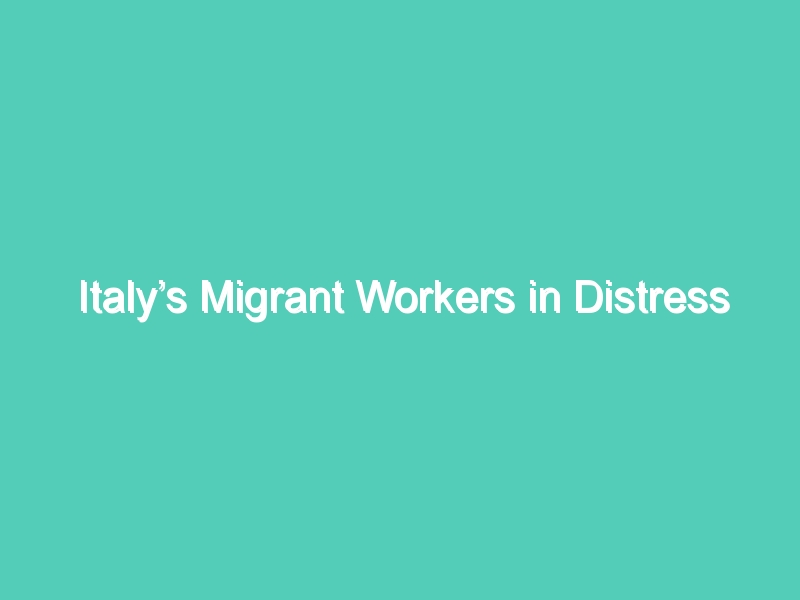 Italy’s Migrant Workers in Distress