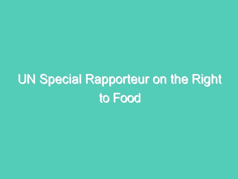 UN Special Rapporteur on the Right to Food