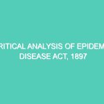 CRITICAL ANALYSIS OF EPIDEMIC DISEASE ACT, 1897 REFORMS